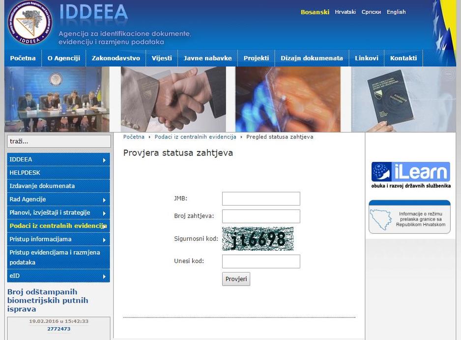 Građani BiH će od sada moći pratiti status izrade ličnog dokumenta putem interneta