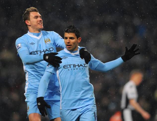 Edin Džeko i Kun Aguero (Foto: AFP)