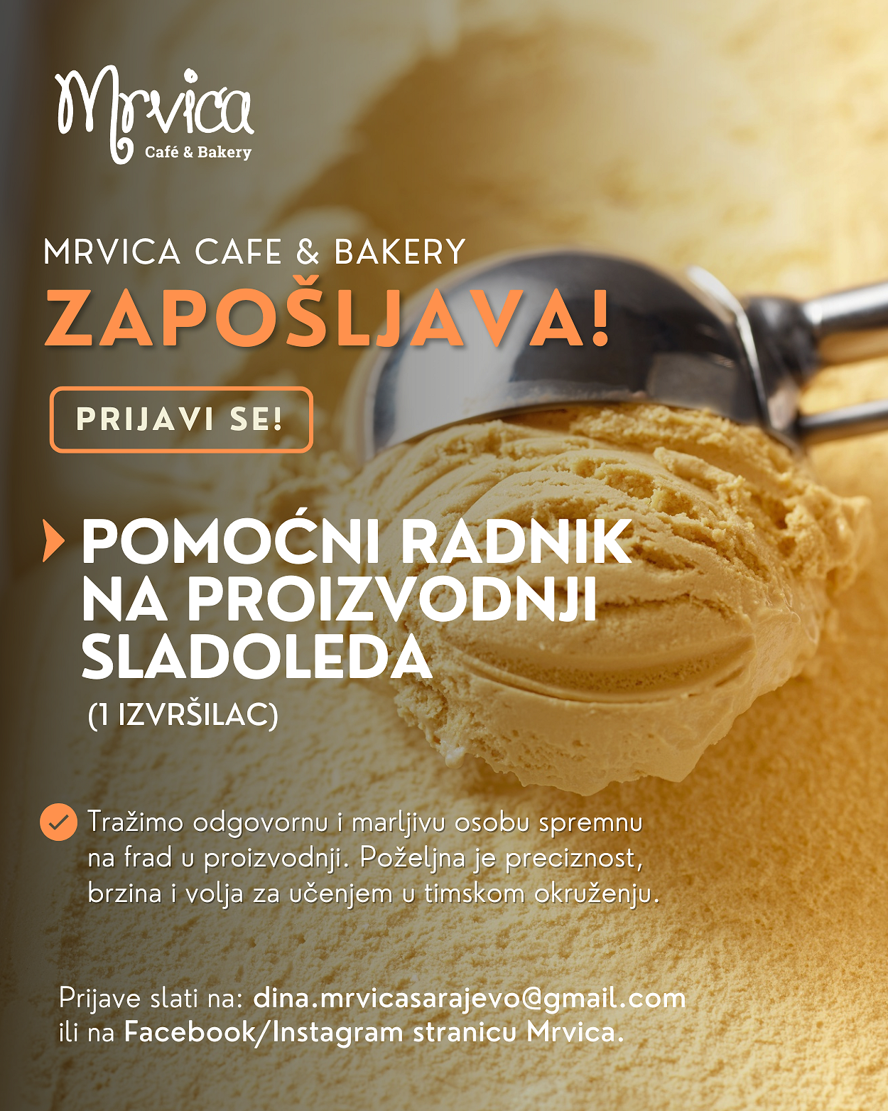 Pomoćni radnik u proizvodnji sladoleda (m/ž)