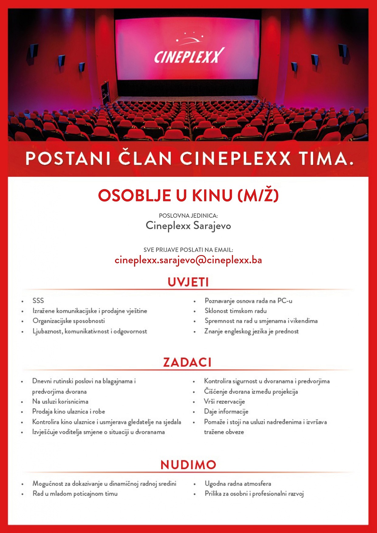 Osoblje u kinu (m/ž)