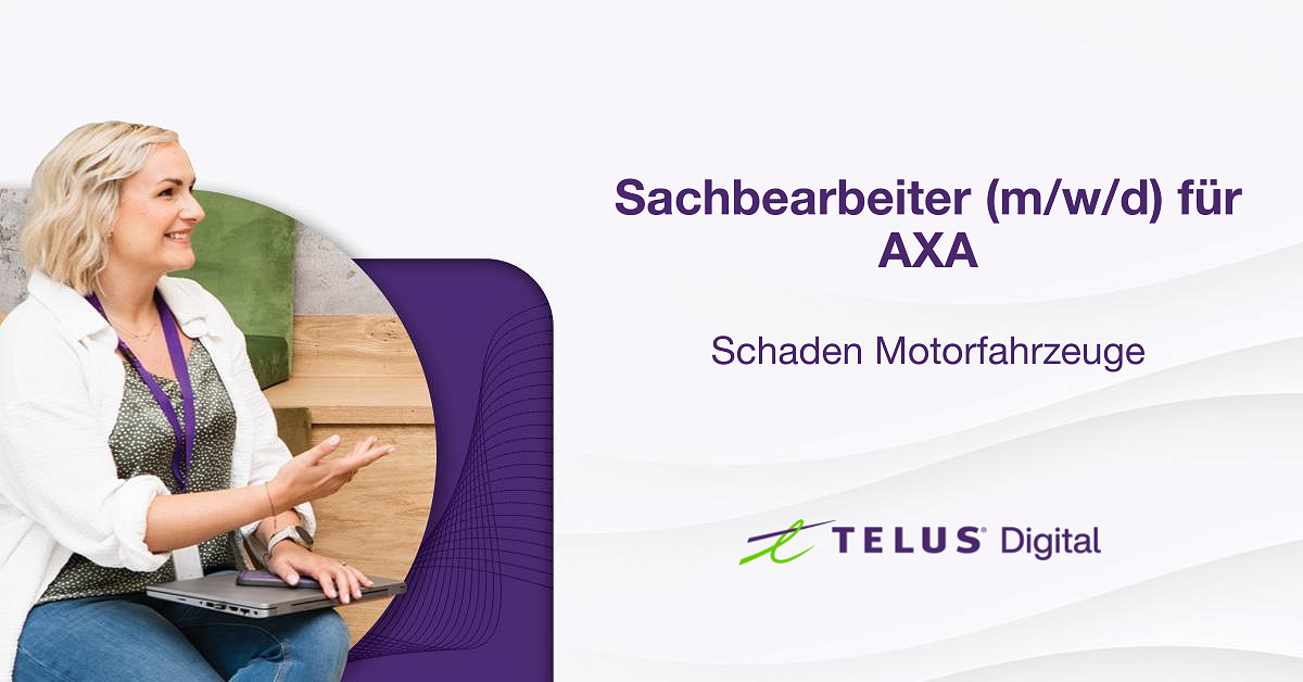 Sachbearbeiter (m/w/d) für AXA – Schaden Motorfahrzeuge