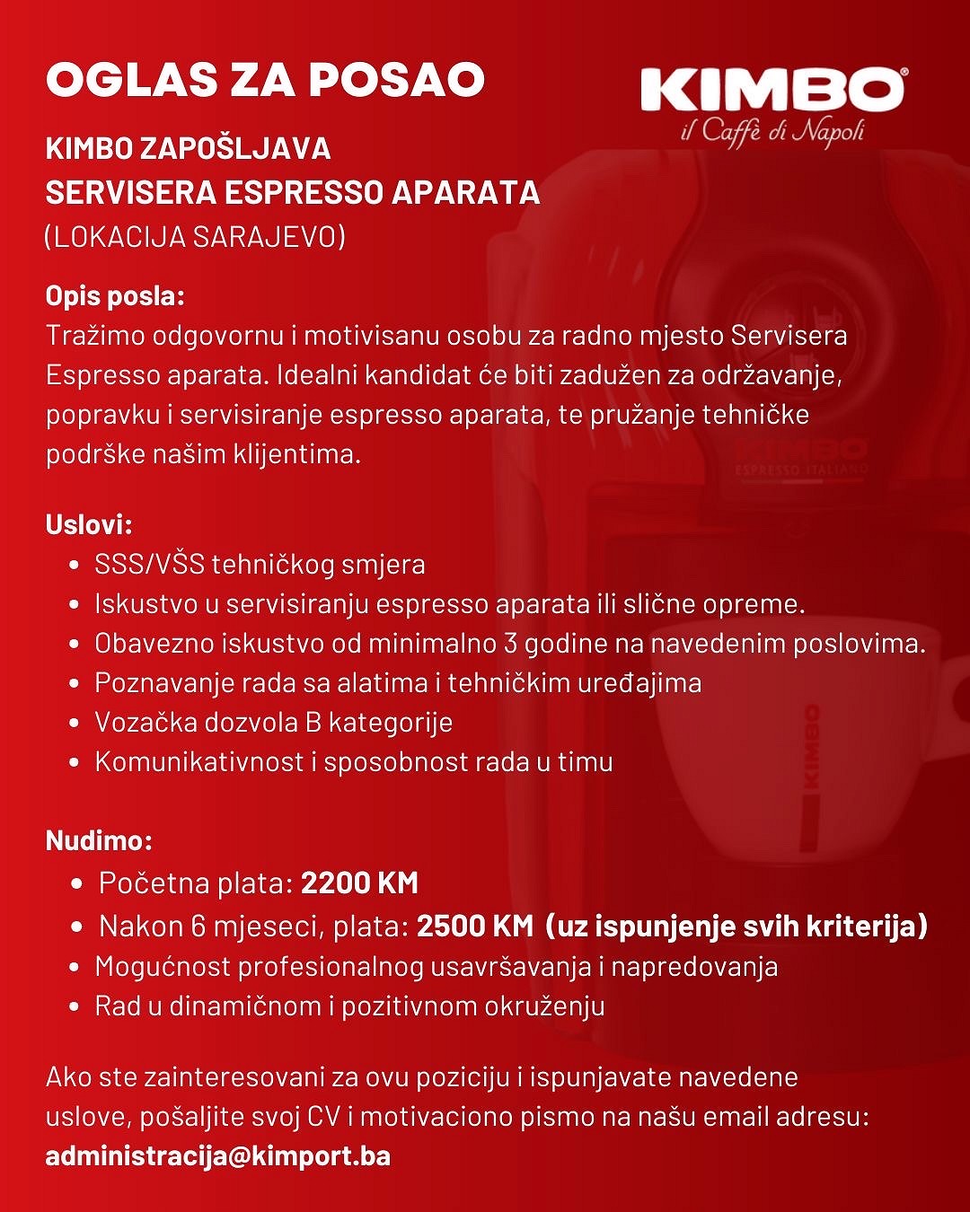 Serviser Espresso aparata (m/ž)