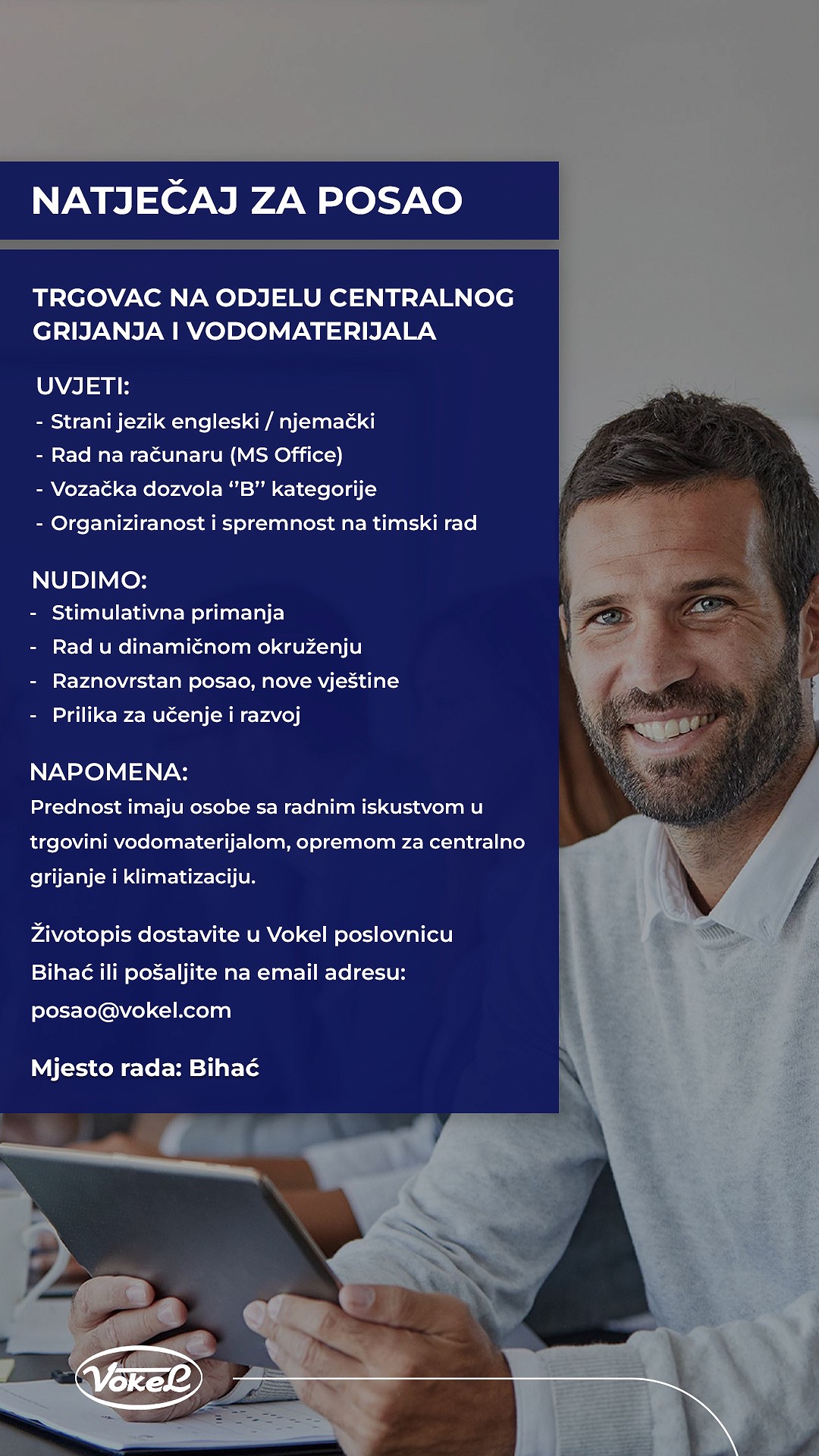 Trgovac - Odjel vodomaterijala, centralnog grijanja i klimatizacije (m/ž)