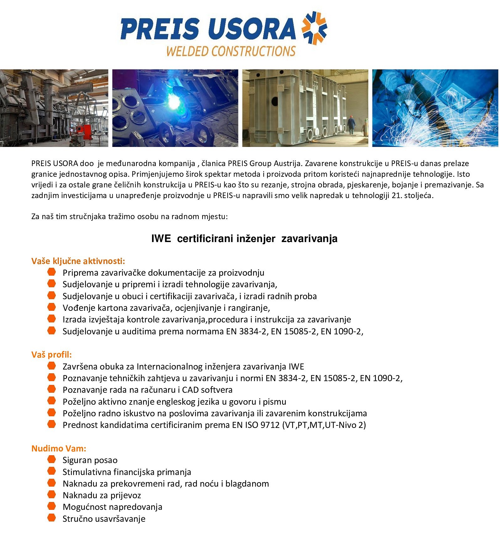 IWE certificirani inženjer zavarivanja (m/ž)