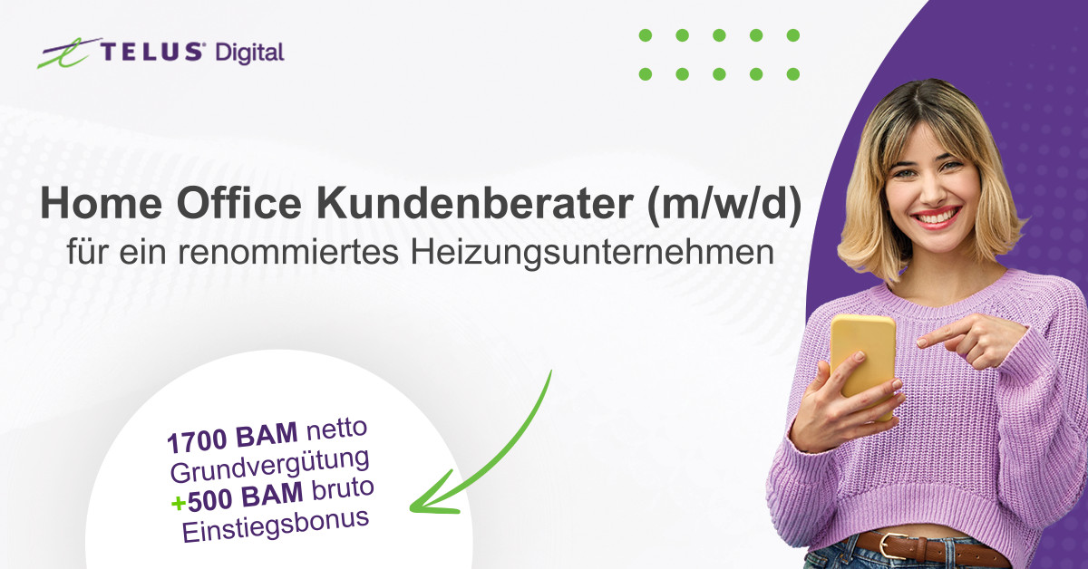 Home Office Kundenberater (m/w/d) für ein renommiertes Heizungsunternehmen