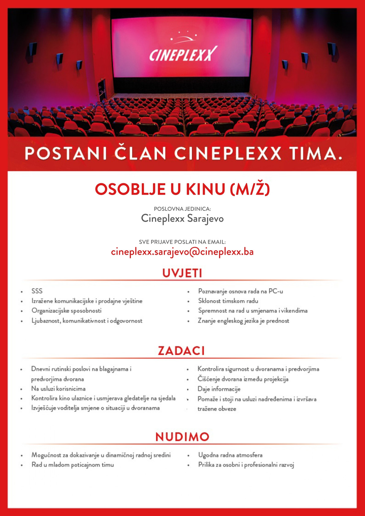 Osoblje u kinu (m/ž)
