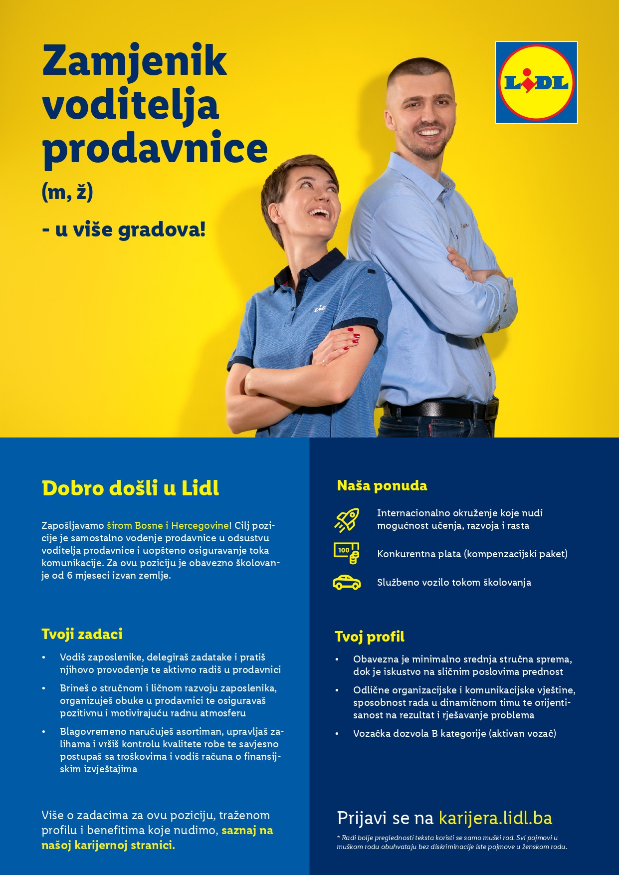 Zamjenik voditelja prodavnice (m/ž)