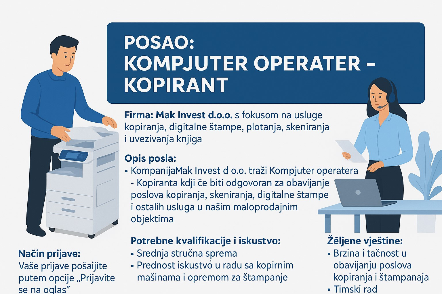 Kompjuter operater - Kopirant (m/ž)