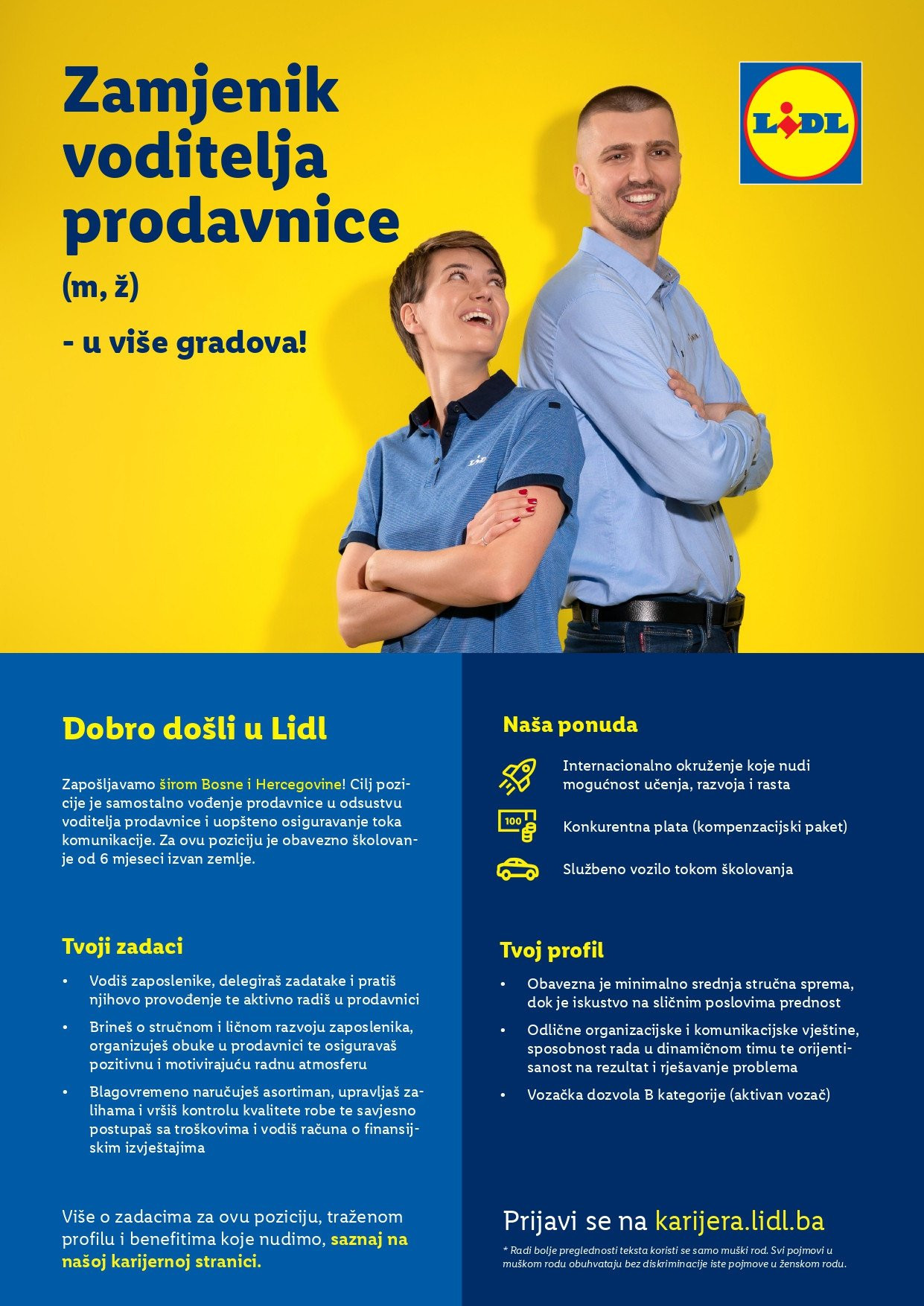 Zamjenik voditelja prodavnice (m/ž)
