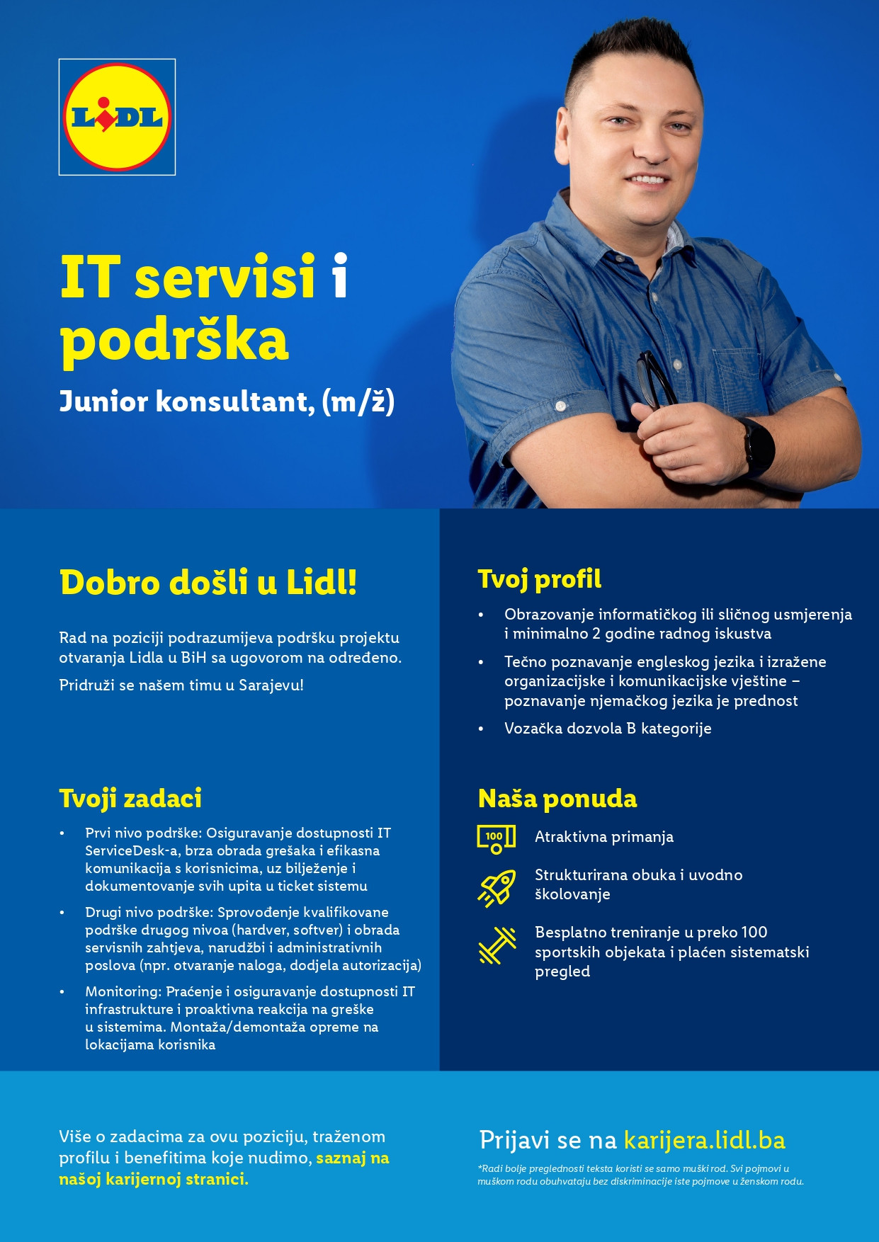 Junior konsultant za IT podršku i servise (m/ž)