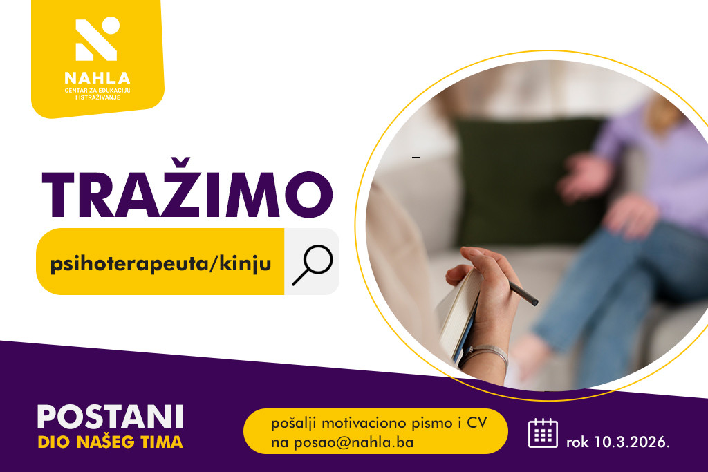 Psihoterapeut u psihološkom savjetovalištu (m/ž)