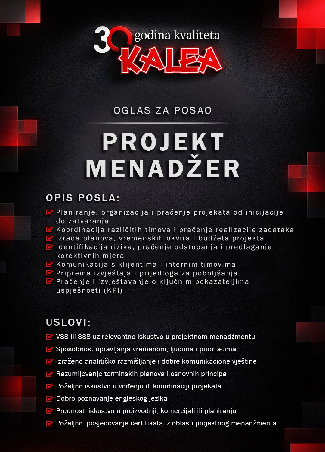 Projekt menadžer (m/ž)