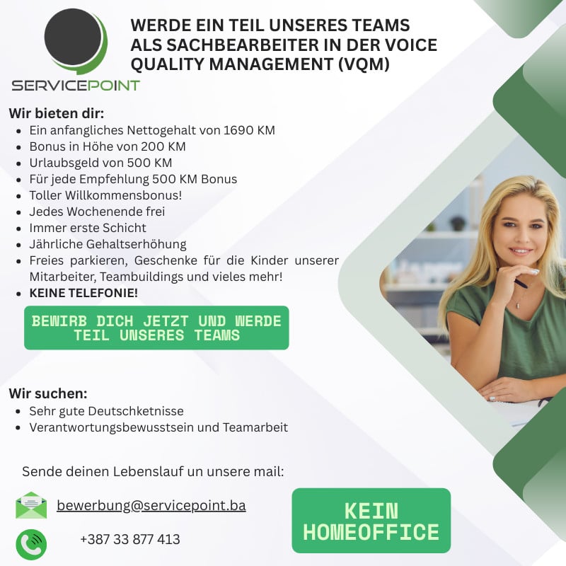 Sachbearbeiter in der Voice Quality Management (m/w)