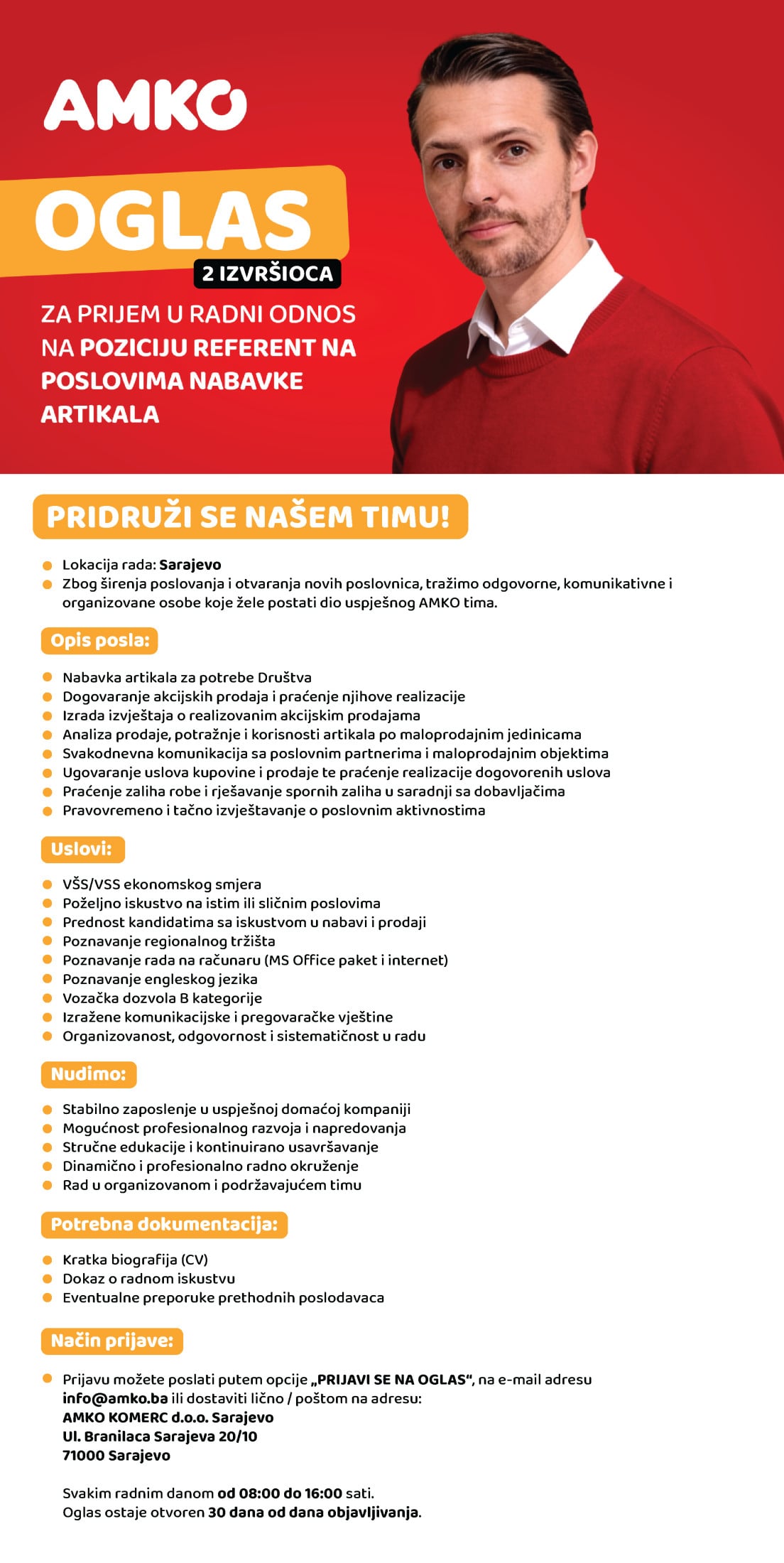 Referent na poslovima nabavke artikala (m/ž)