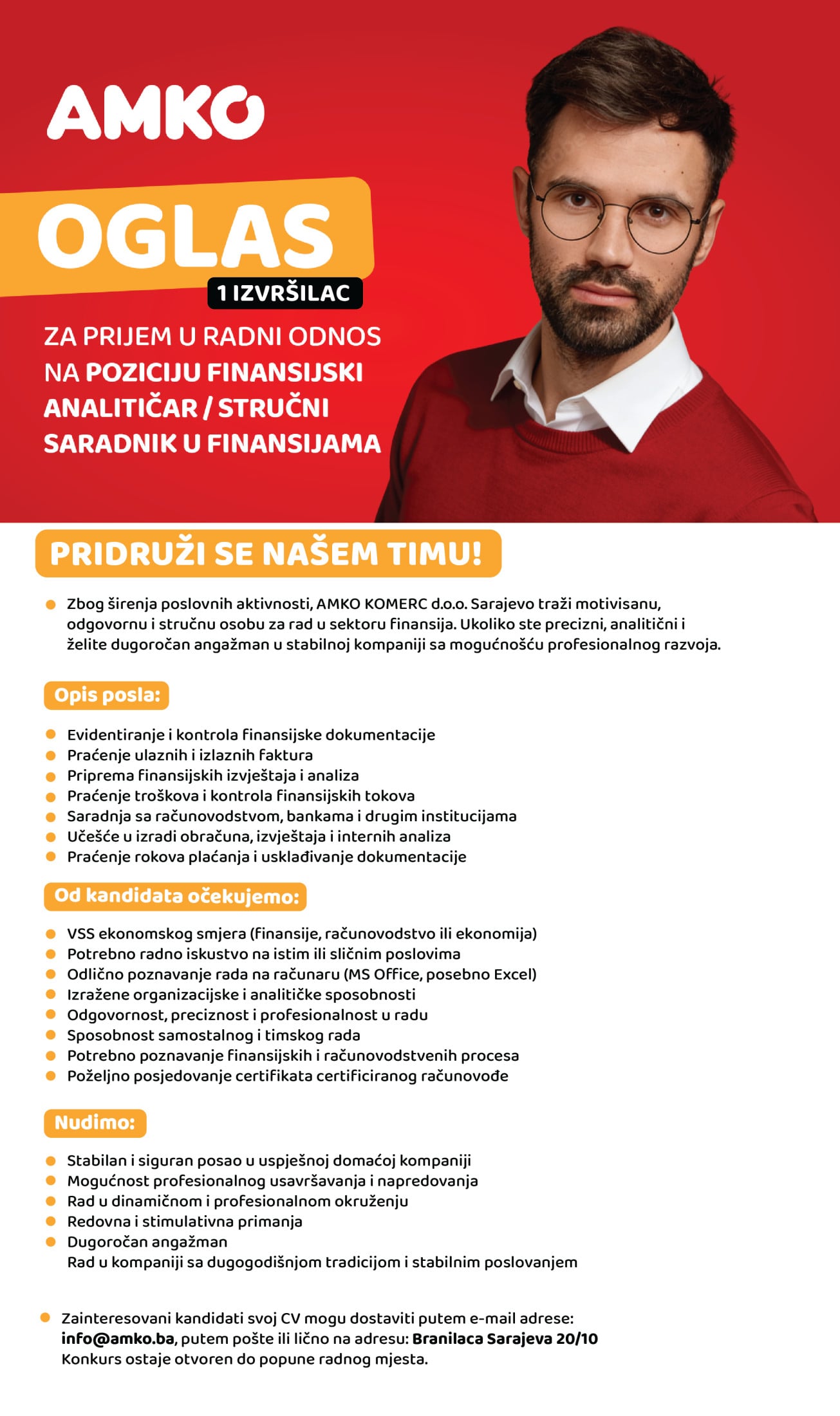 Finansijski analitičar - Stručni saradnik u finansijama (m/ž)