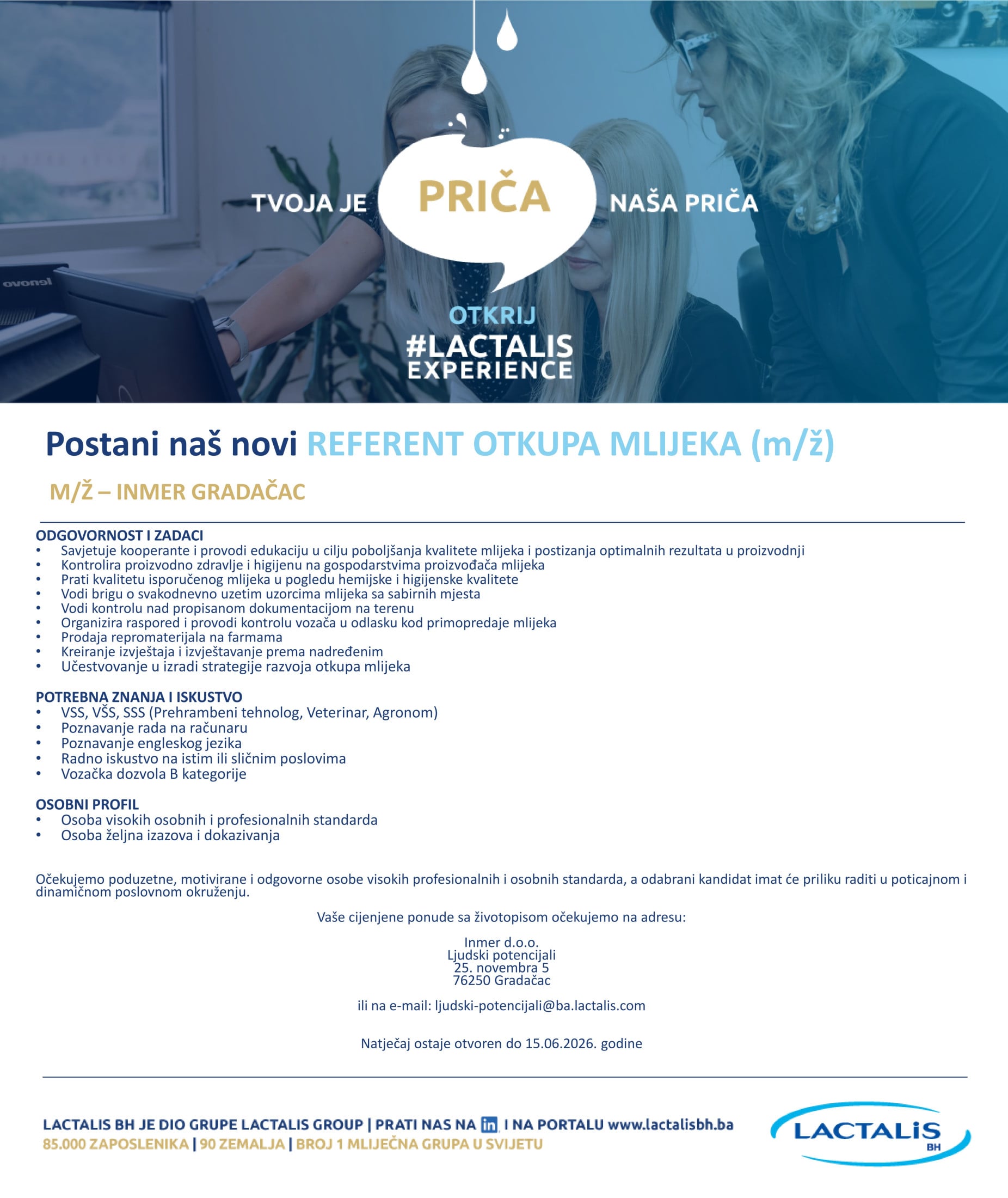 Referent otkupa mlijeka (m/ž)