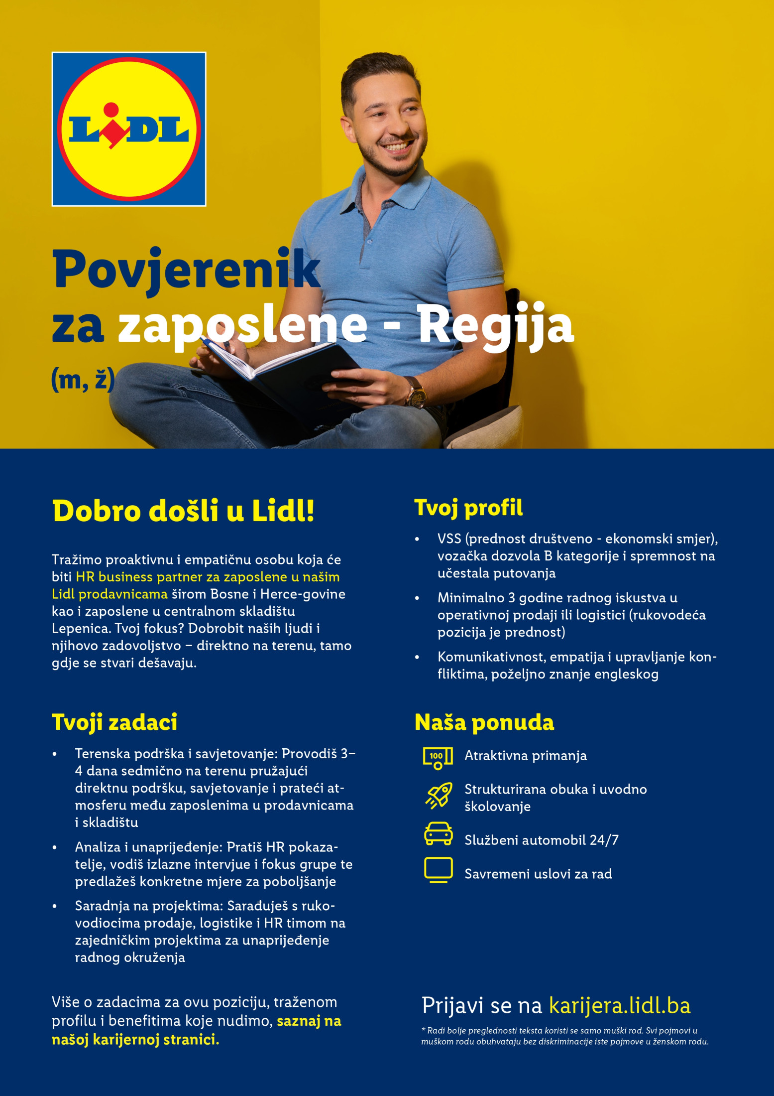 Povjerenik za zaposlene - Regija (m/ž)