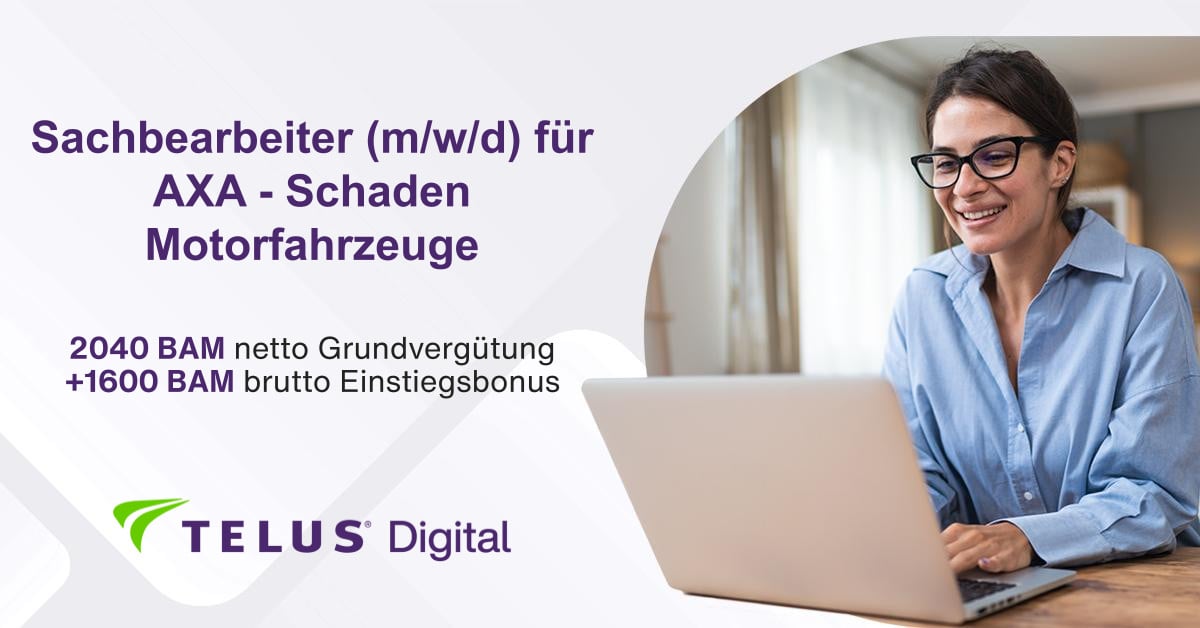Sachbearbeiter (m/w/d) für AXA - Schaden Motorfahrzeuge