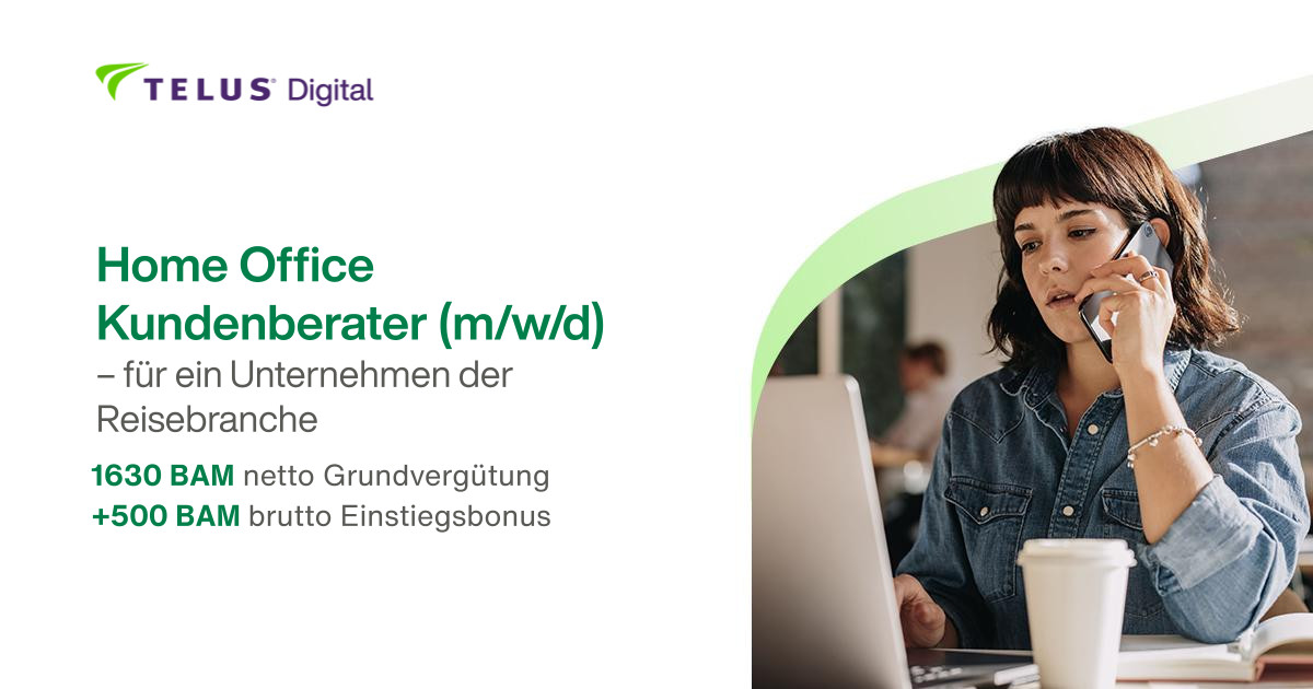 Home Office Kundenberater (m/w/d) für ein Unternehmen der Reisebranche