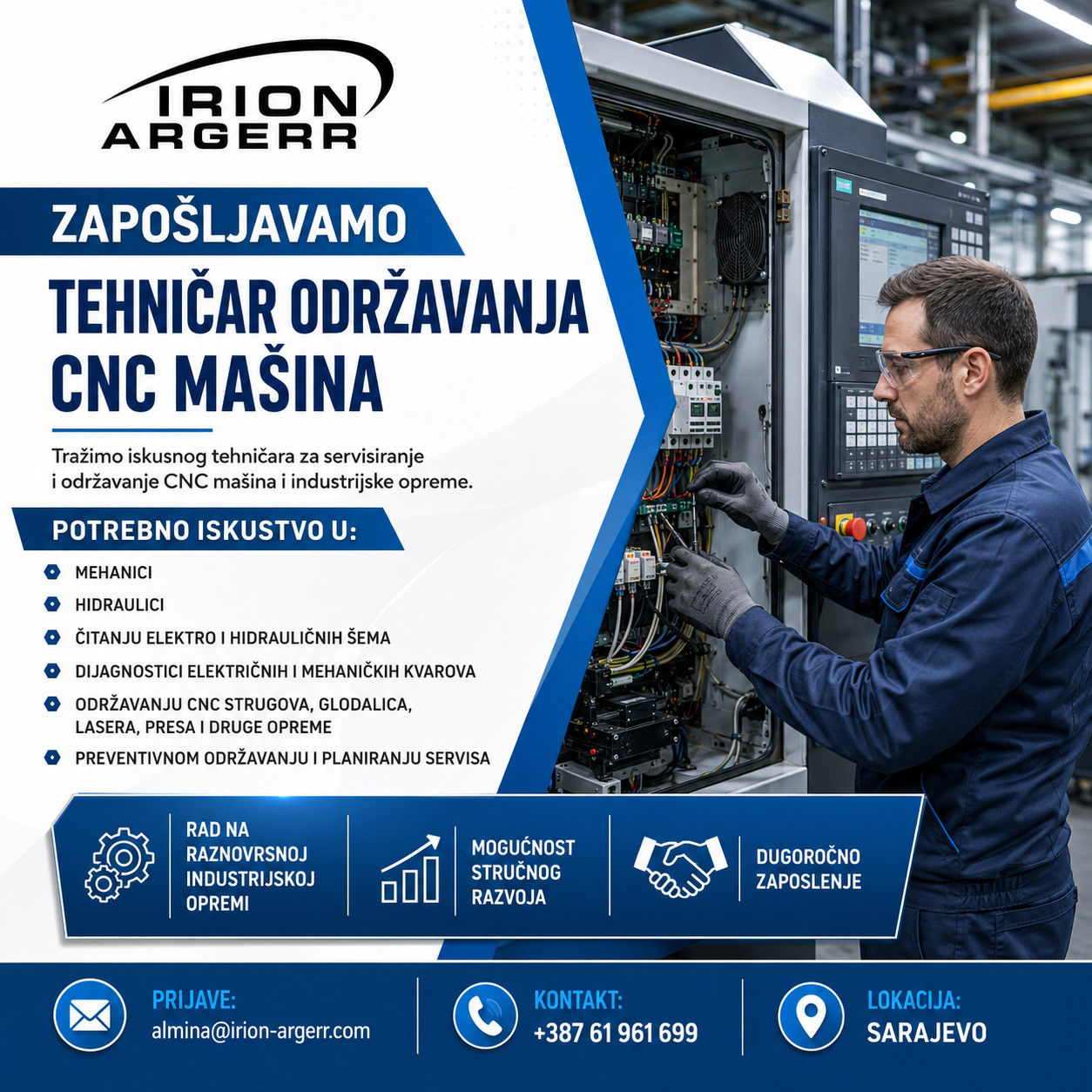 Tehničar održavanja CNC mašina (m)