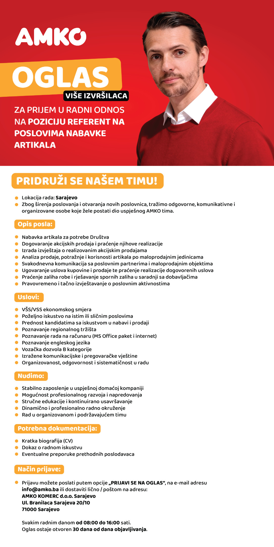 Referent na poslovima nabavke artikala (m/ž)