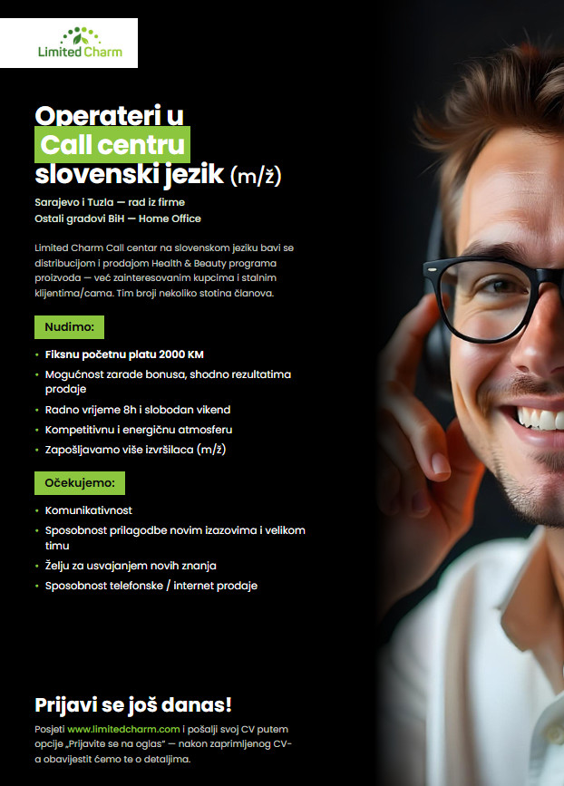 Operateri u Call centru - Slovenski jezik (m/ž)