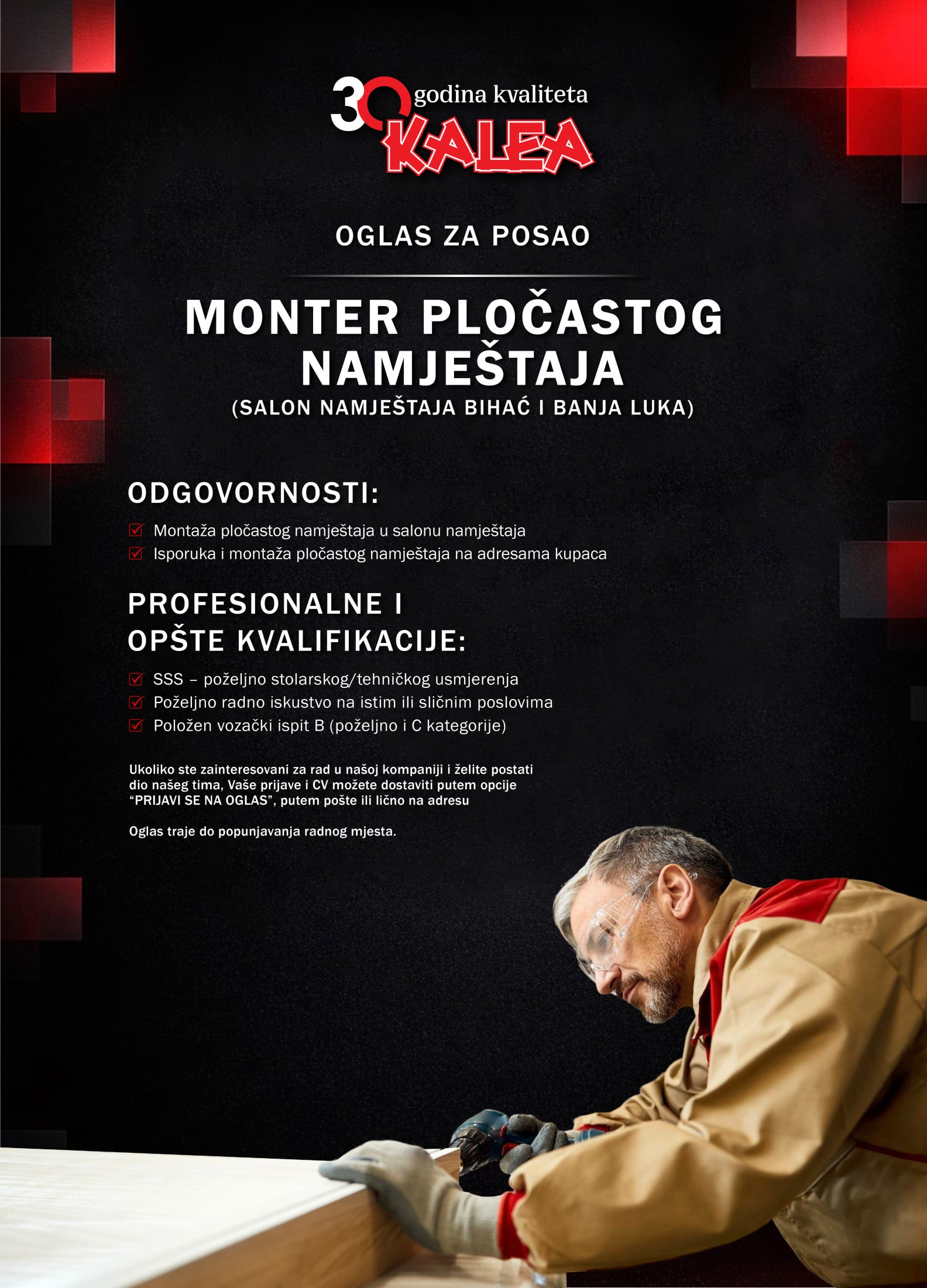 Monter pločastog namještaja (m)