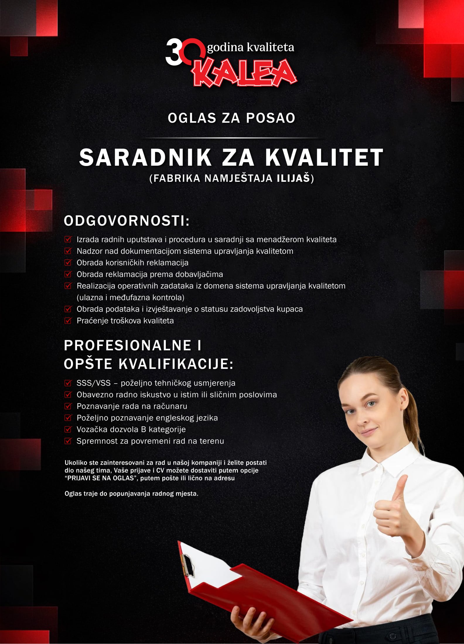 Saradnik za kvalitet (m/ž)