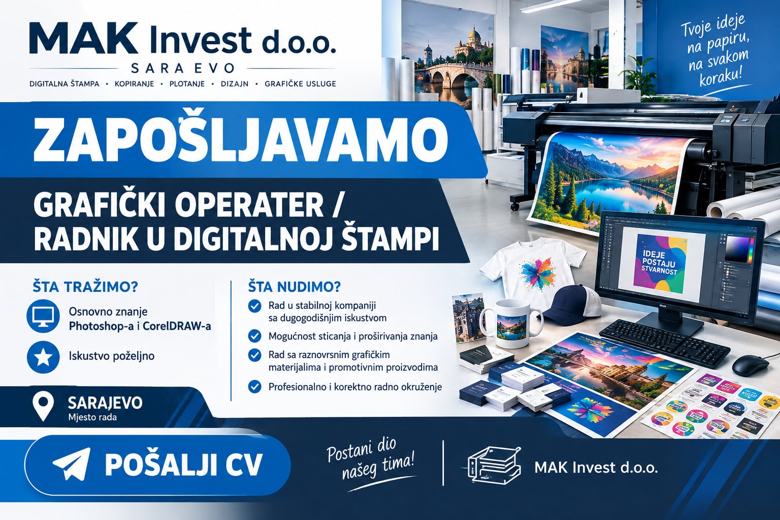 Grafički operater - Radnik u digitalnoj štampi (m/ž)