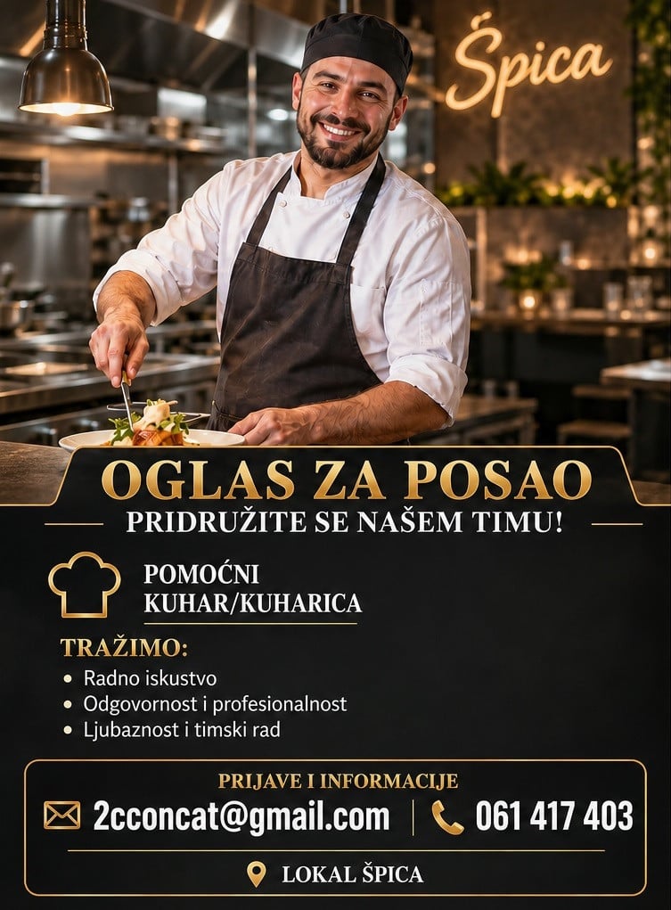 Pomoćni kuhar (m/ž)