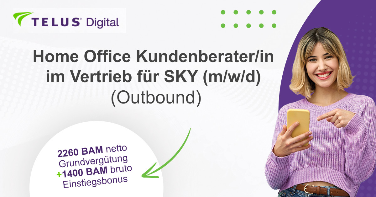 Home Office Kundenberater/in im Vertrieb für SKY (m/w/d) - Outbound