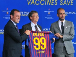 Rosell, Gates i Guardiola (Foto: AFP)