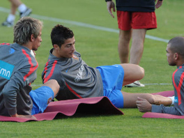 Ronaldo, Pepe i Coentrao na jučerašnjem treningu