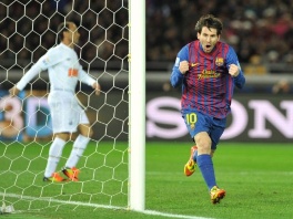 Lionel Messi slavi pogodak protiv Santosa (Foto: AFP)