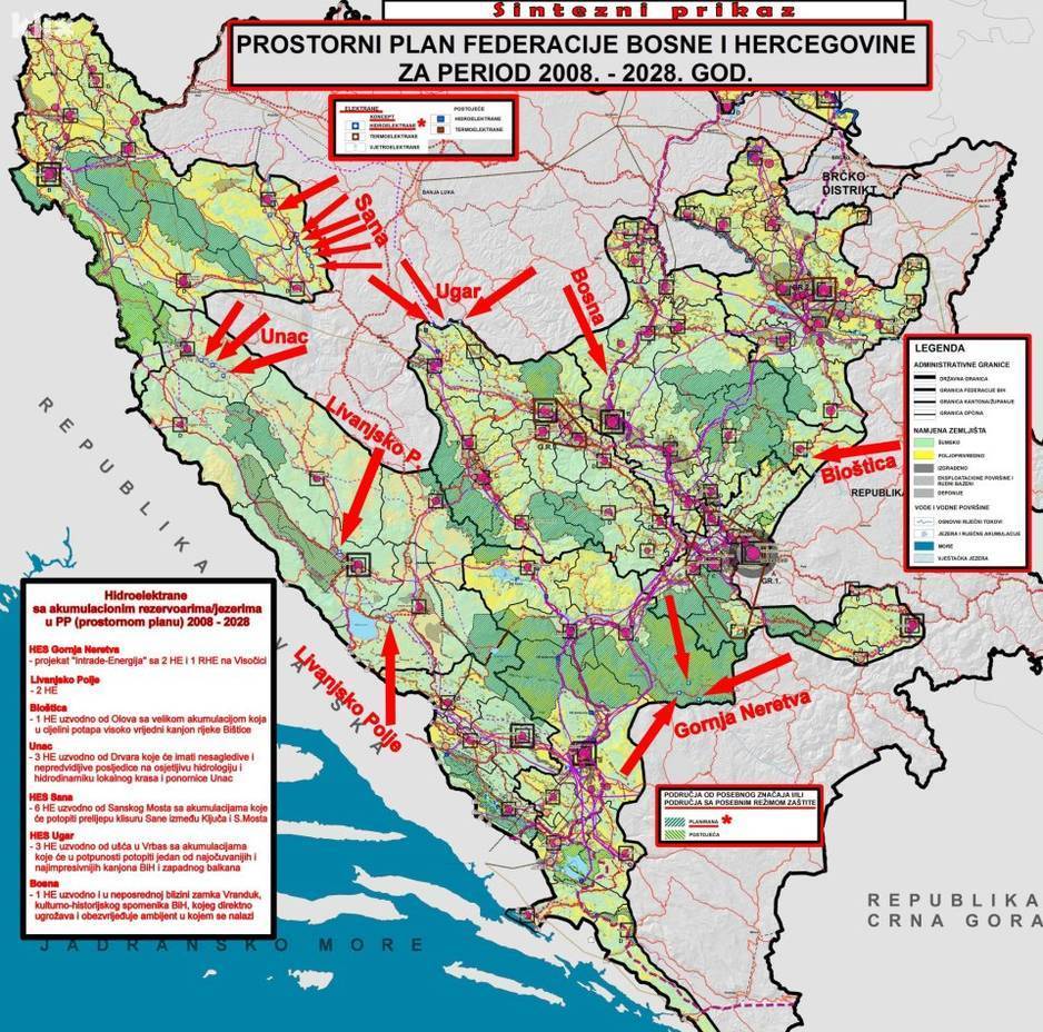 Na Prostornom planu FBiH za period 2008-2028. ucrtana je i hidroelektrana na Sani.