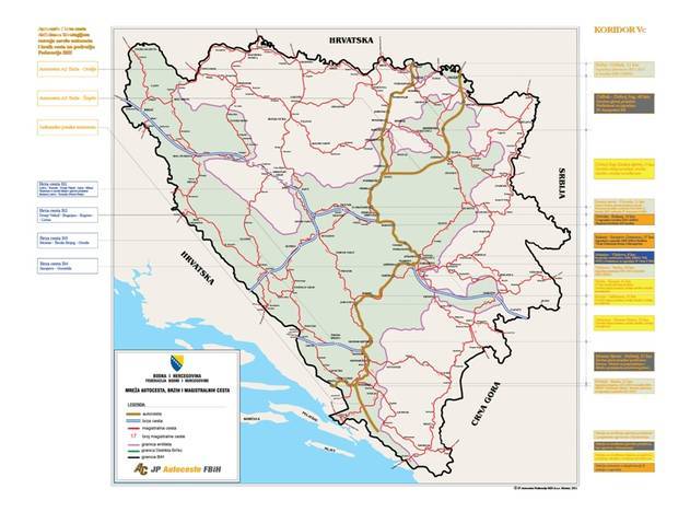 Ruta koridora Vc kroz BiH