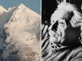 Einsteinov lik na planinskom vrhu u austrijskim Alpama