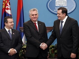 Ivica Dačić, Tomislav Nikolić i Milorad Dodik (Foto: AFP)