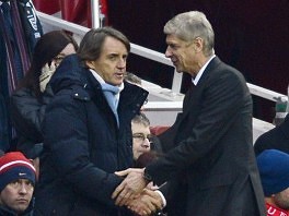 Roberto Mancini i Arsene Wenger (Foto: AFP)