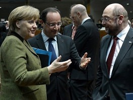 Njemačka kancelarka Angela Merkel, francuski predsjednik Francois Hollande i predsjednik Evropskog parlamenta Martin Schulz (Foto: AFP)