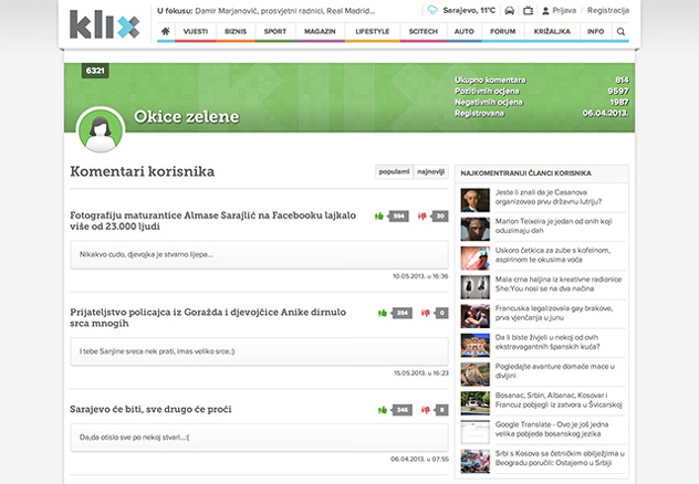 Stranica profila korisnika