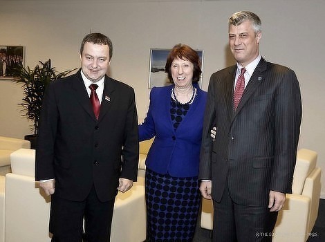 Ivica Dačić, Catherine Ashton i Hashim Tachi (Foto: Arhiv)
