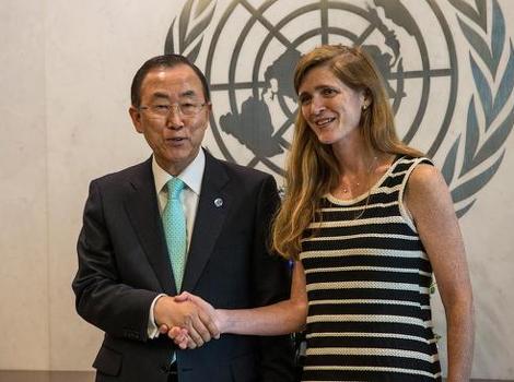 Ban Ki-moon, generalni sekretar UN-a i Samantha Power, ambasadorica SAD- u UN-u
