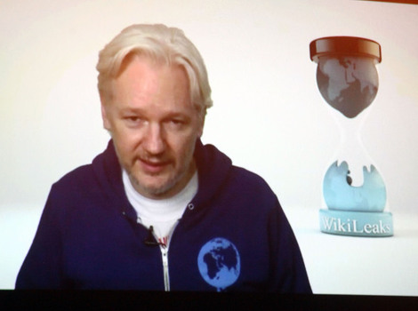 Julian Assange na videolinku sa New Yorkom (Foto: AFP)