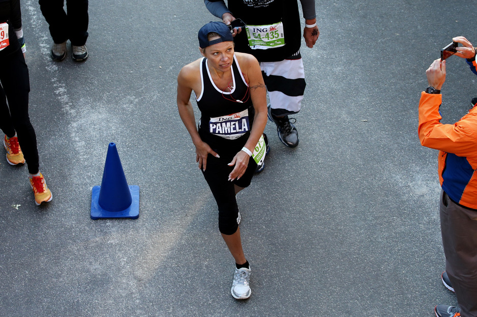 Pamela na maratonu (Foto: AFP)
