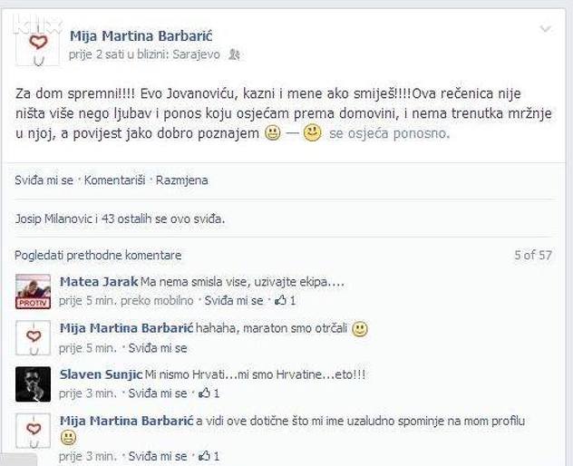Status sa FB profila Mije Martine Barbarić