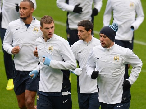 Nogometaši Manchester Cityja na treningu (Foto: AFP)