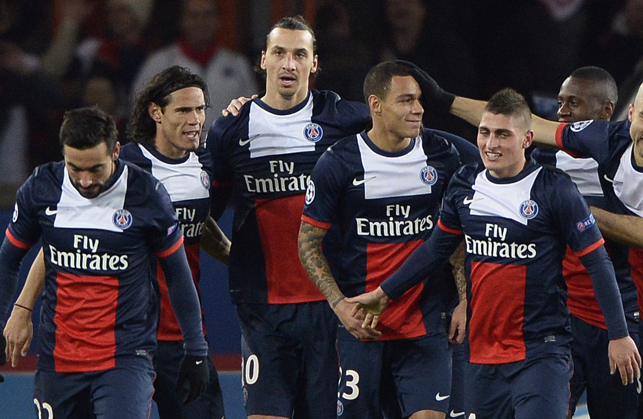 Slavlje Zlatana Ibrahimovića i saigrača iz PSG-a nakon gola (Foto: AFP)