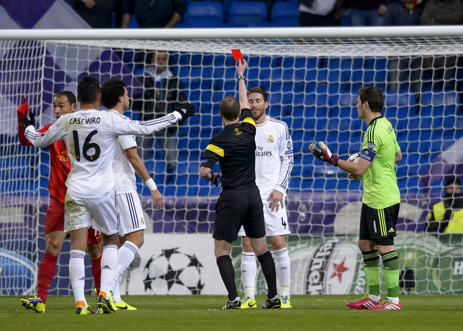 Crveni karton za Sergija Ramosa iz Real Madrida (Foto: AFP)
