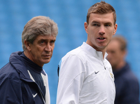 Manuel Pellegrini i Edin Džeko (Foto: AFP)